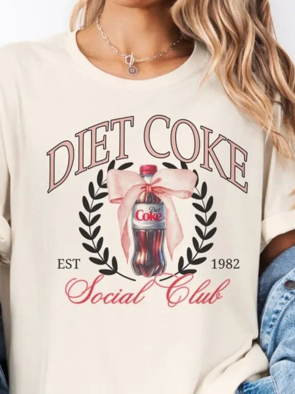 Diet Coke Social Club Coquette Bow Graphic Tee - Cream